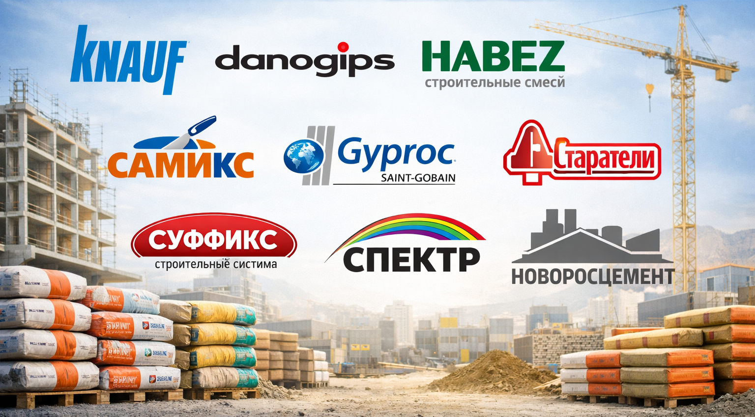 Наши партнеры: Knauf, Danogips, Habez, Старатели, Самикс, Gyproc, Суффикс, Спектр, Новоросцемент